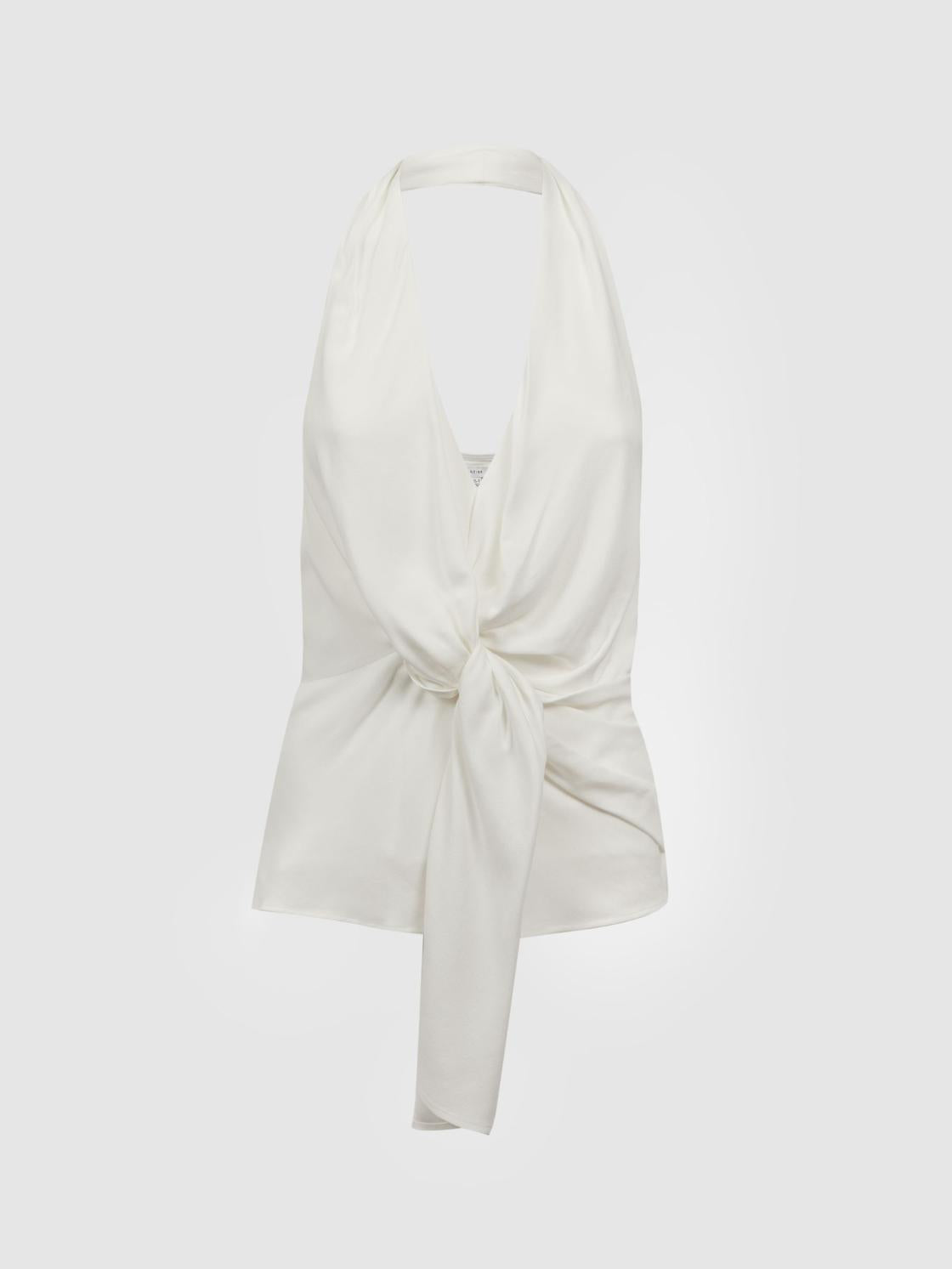 Reiss Tops | Freda Tie Halter Neck Blouse Ivory - Women