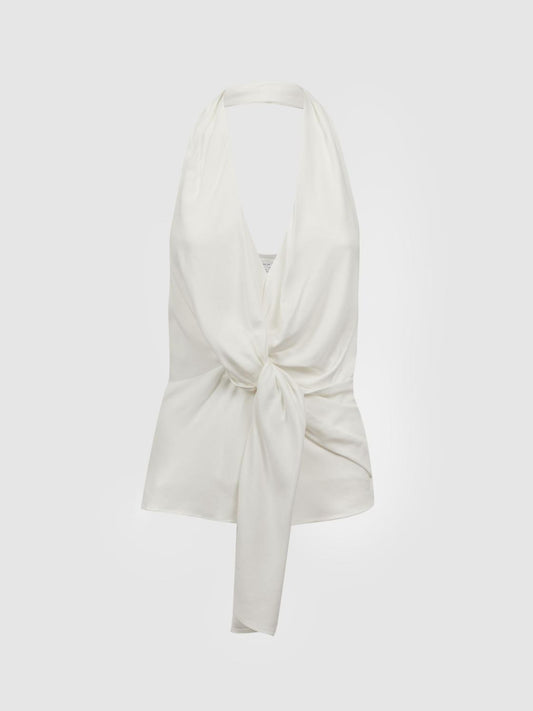 Reiss Tops | Freda Tie Halter Neck Blouse Ivory - Women