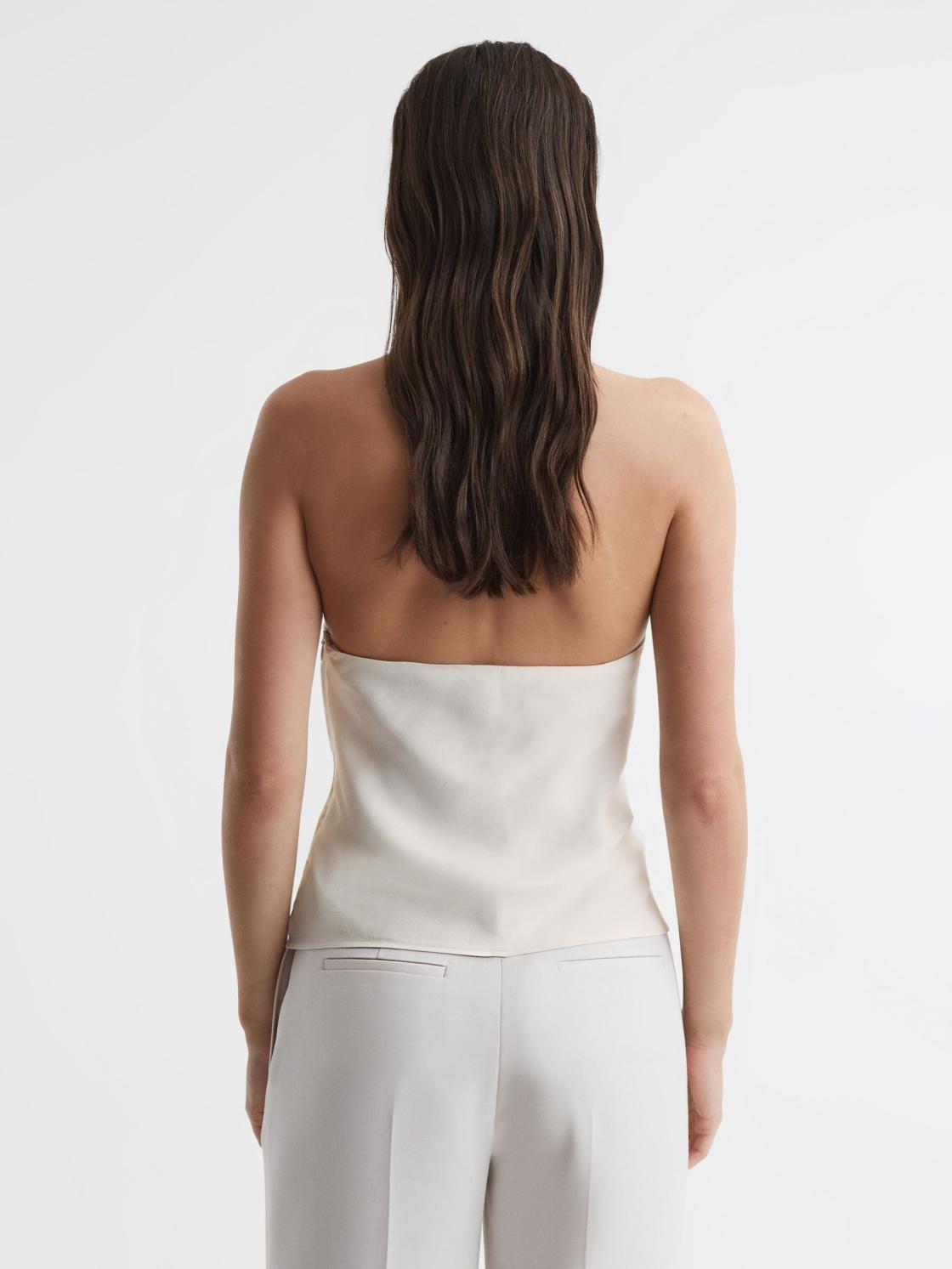 Reiss Tops | Freda Tie Halter Neck Blouse Ivory - Women