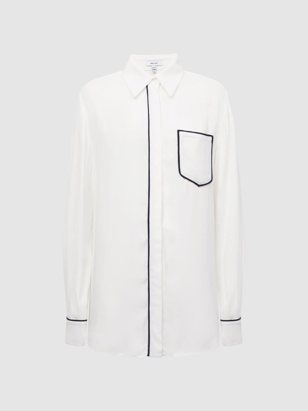 Reiss Tops | Gina Relaxed Fit Side Stripe Shirt Ivory - Women