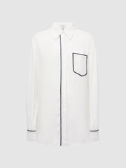 Reiss Tops | Gina Relaxed Fit Side Stripe Shirt Ivory - Women