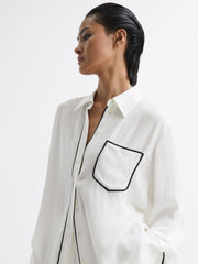 Reiss Tops | Gina Relaxed Fit Side Stripe Shirt Ivory - Women