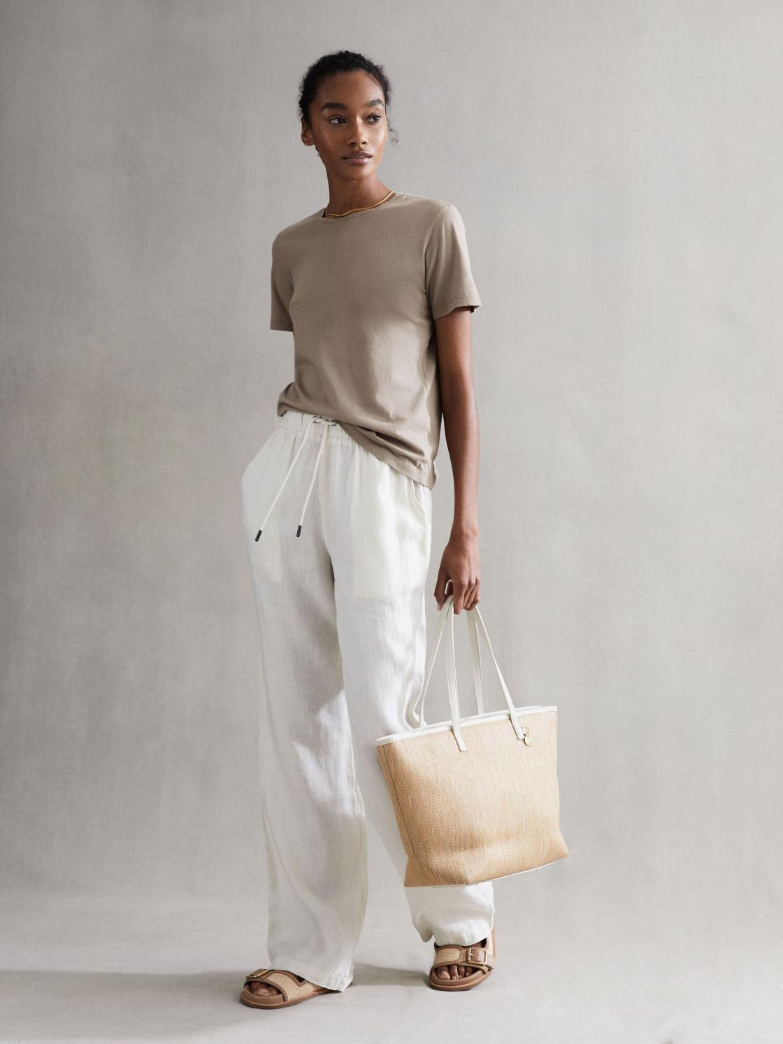 Reiss Tops | Ginnie Cotton Garment Dyed T-Shirt Mink - Women