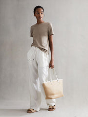 Reiss Tops | Ginnie Cotton Garment Dyed T-Shirt Mink - Women