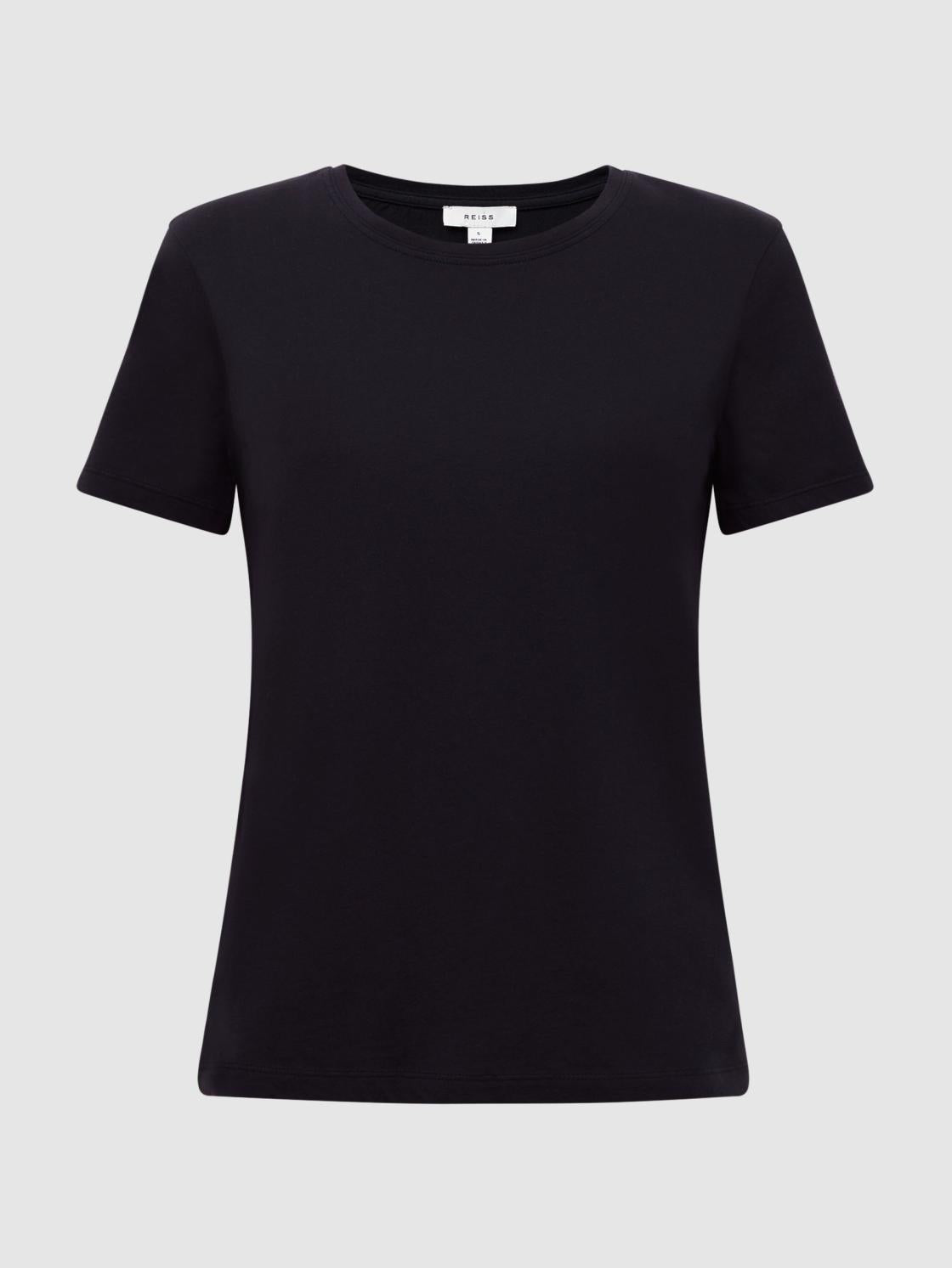 Reiss Tops | Ginnie Cotton Garment Dyed T-Shirt Navy - Women