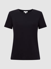 Reiss Tops | Ginnie Cotton Garment Dyed T-Shirt Navy - Women