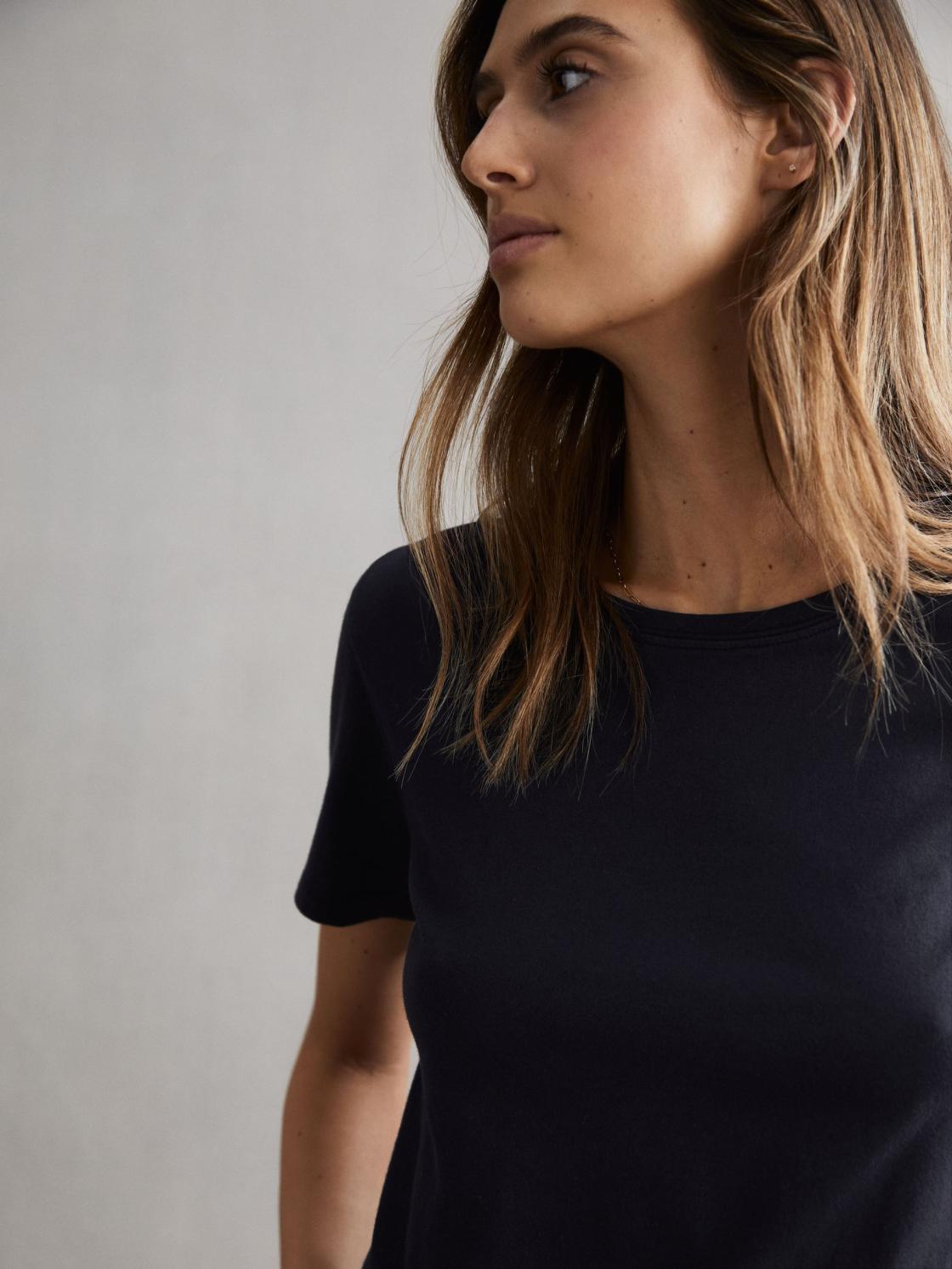 Reiss Tops | Ginnie Cotton Garment Dyed T-Shirt Navy - Women