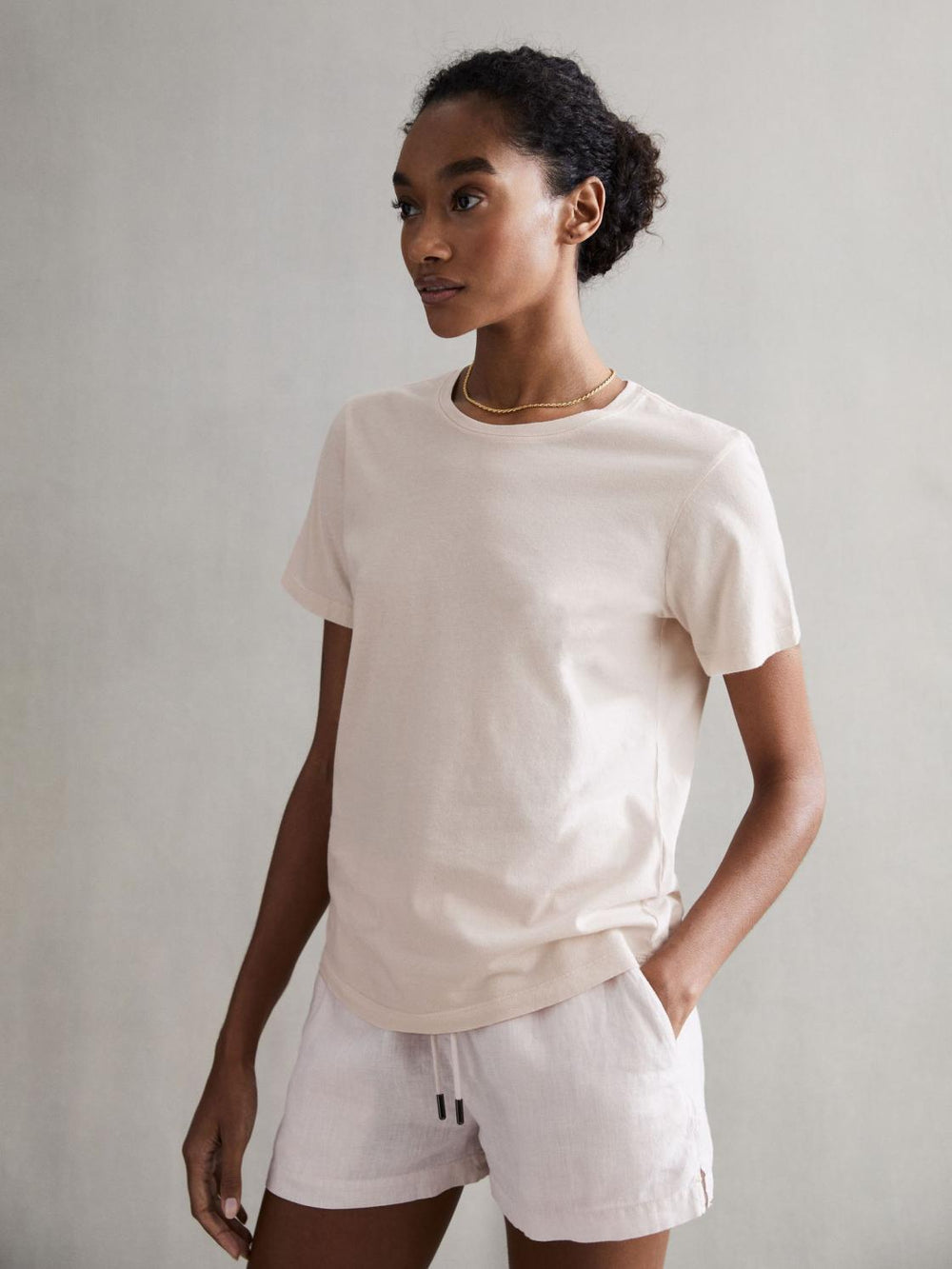 Reiss Tops | Ginnie Cotton Garment Dyed T-Shirt Pink - Women