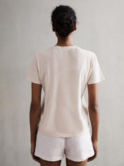 Reiss Tops | Ginnie Cotton Garment Dyed T-Shirt Pink - Women