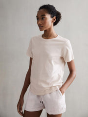 Reiss Tops | Ginnie Cotton Garment Dyed T-Shirt Pink - Women