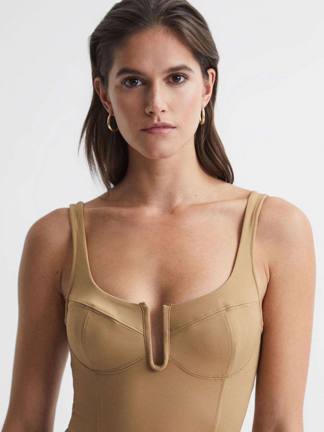 Reiss Tops | Good American Good American Corset Bodysuit Taupe - Women