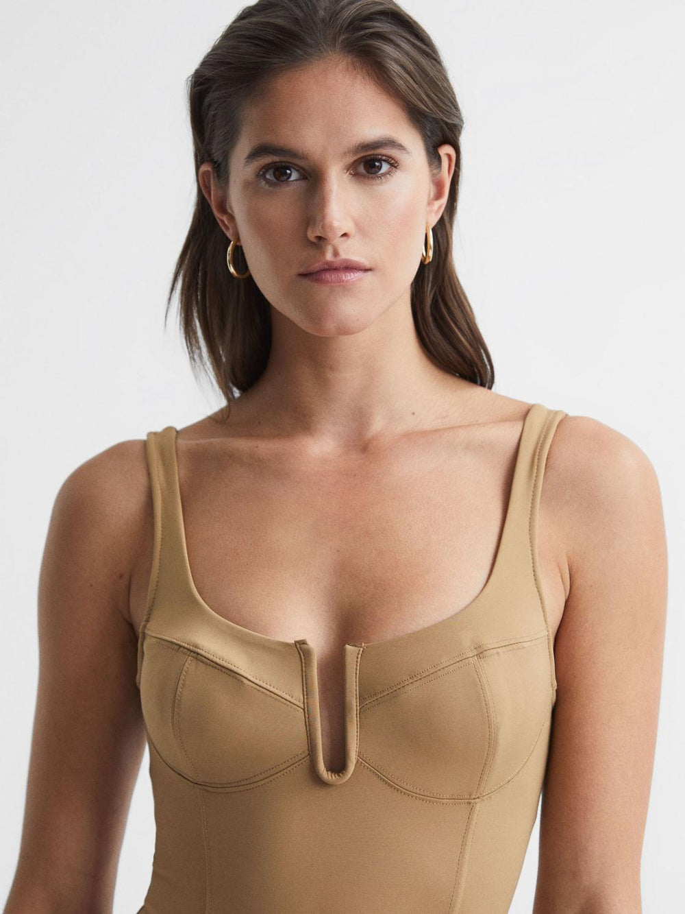 Reiss Tops | Good American Good American Corset Bodysuit Taupe - Women