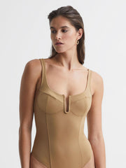 Reiss Tops | Good American Good American Corset Bodysuit Taupe - Women