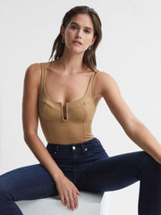 Reiss Tops | Good American Good American Corset Bodysuit Taupe - Women