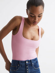 Reiss Tops | Good American Square Neck Bodysuit Soft Pink - Women
