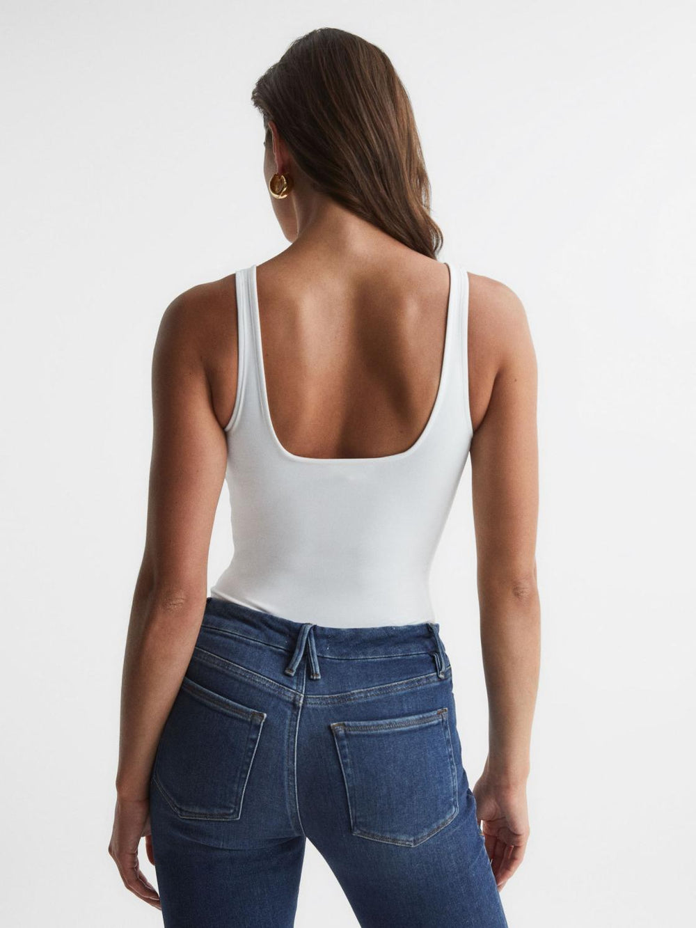 Reiss Tops | Good American Square Neck Bodysuit White - Women