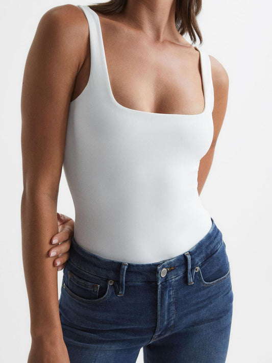 Reiss Tops | Good American Square Neck Bodysuit White - Women