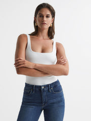 Reiss Tops | Good American Square Neck Bodysuit White - Women