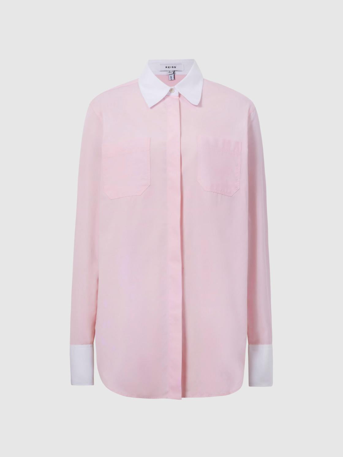 Reiss Tops | Grace Plain Plain Collared Shirt Pink - Women
