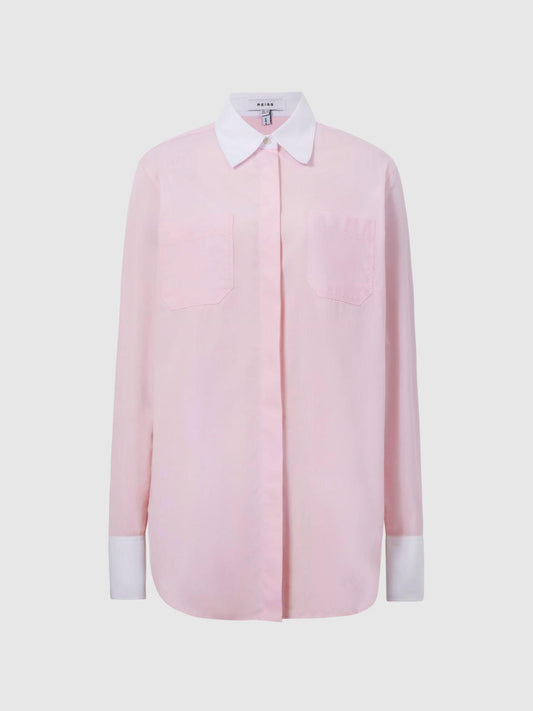Reiss Tops | Grace Plain Plain Collared Shirt Pink - Women