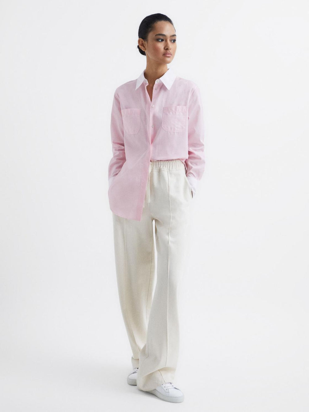 Reiss Tops | Grace Plain Plain Collared Shirt Pink - Women