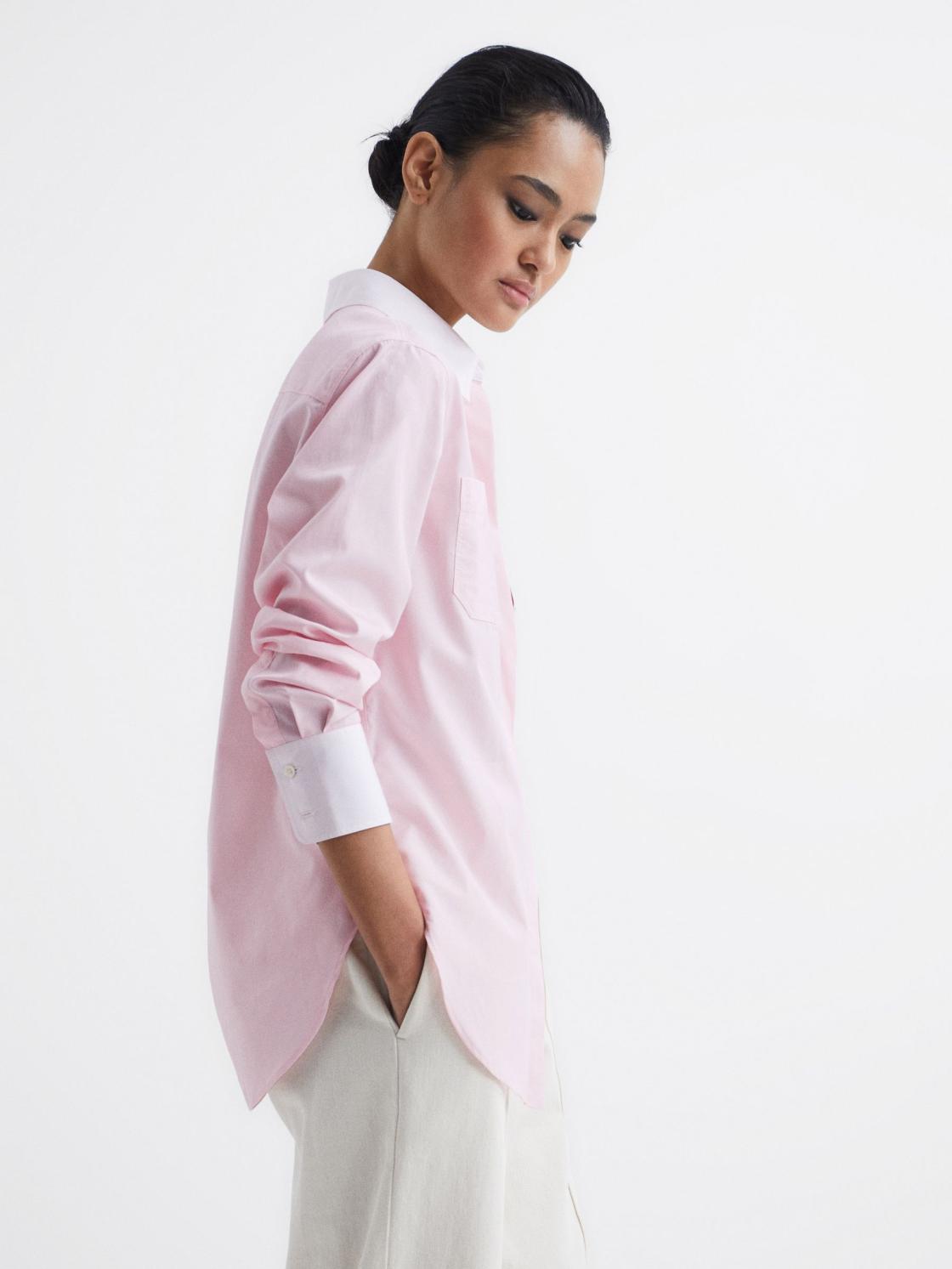 Reiss Tops | Grace Plain Plain Collared Shirt Pink - Women