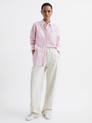 Reiss Tops | Grace Plain Plain Collared Shirt Pink - Women