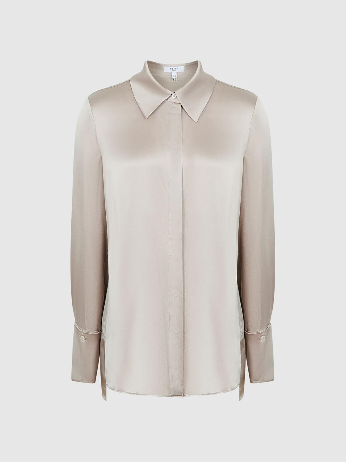 Reiss Tops | Hailey Silk Shirt Champagne - Women