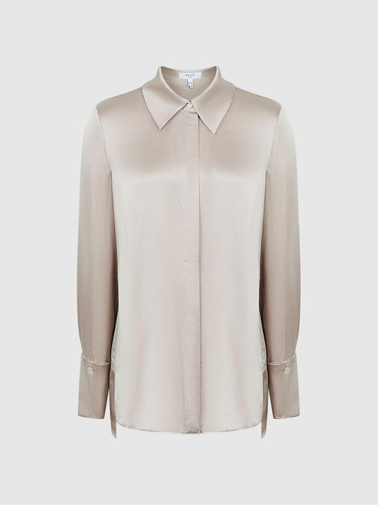Reiss Tops | Hailey Silk Shirt Champagne - Women