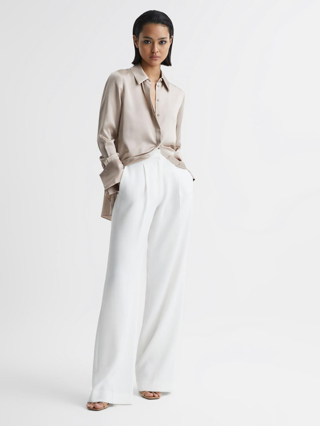 Reiss Tops | Hailey Silk Shirt Champagne - Women