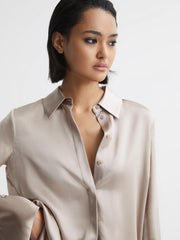 Reiss Tops | Hailey Silk Shirt Champagne - Women