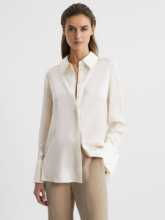 Reiss Tops | Hailey Silk Shirt Ivory - Women