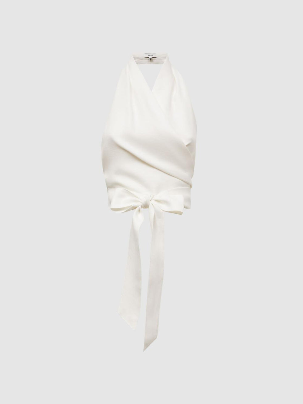 Reiss Tops | Hollie Halter Neck Linen Blend Crop Top White - Women