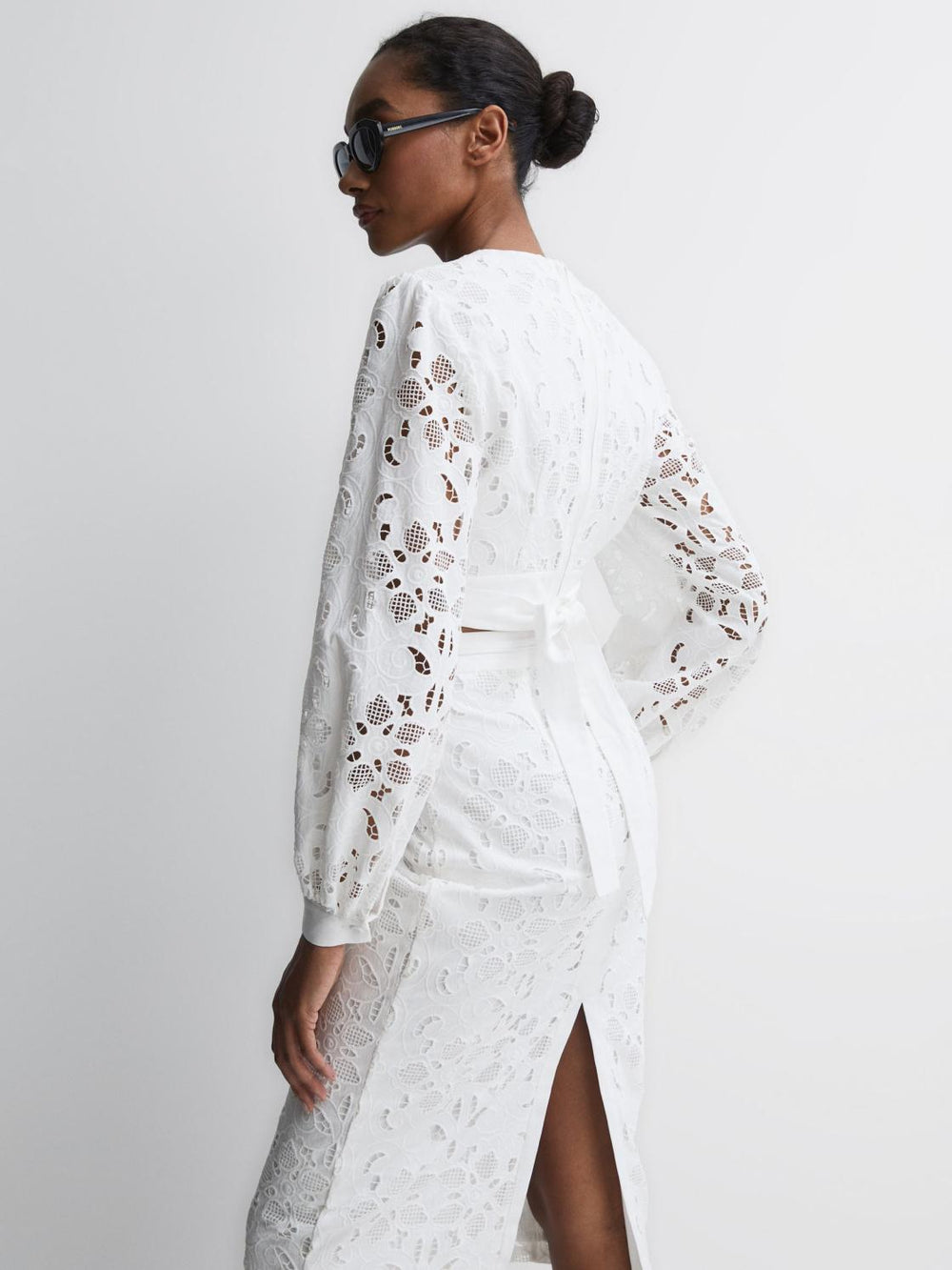 Reiss Tops | Immi Lace Cropped Co-ord Blouse White - Women