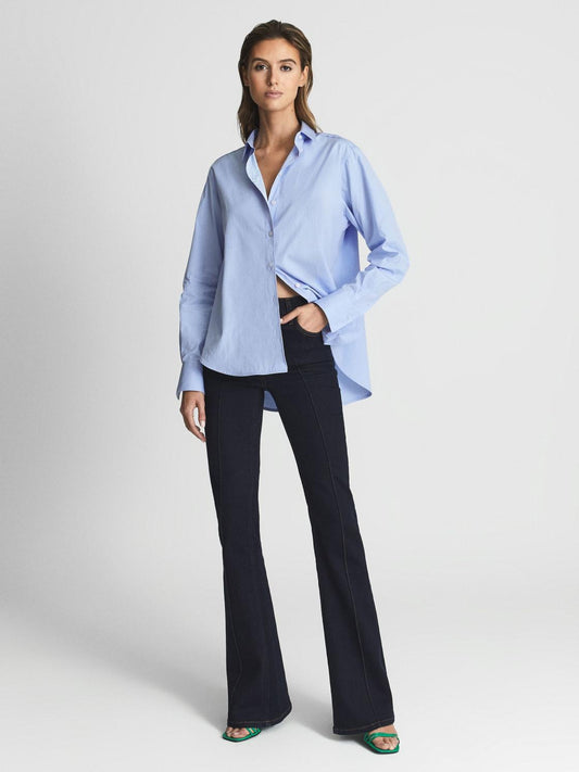 Reiss Tops | Jenny Cotton Poplin Shirt Blue - Women