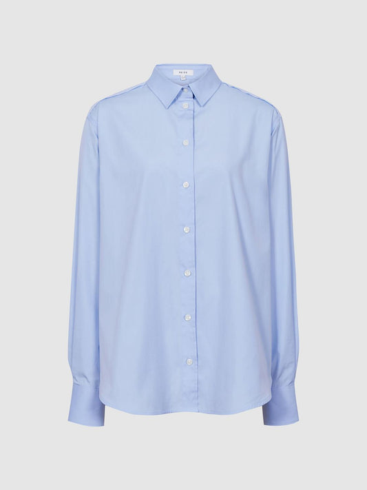 Reiss Tops | Jenny Cotton Poplin Shirt Blue - Women