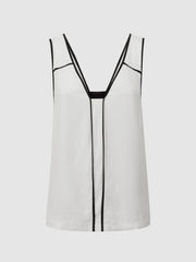 Reiss Tops | Jessy Sleeveless V-Neck Vest Ivory/black - Women