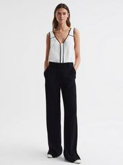 Reiss Tops | Jessy Sleeveless V-Neck Vest Ivory/black - Women