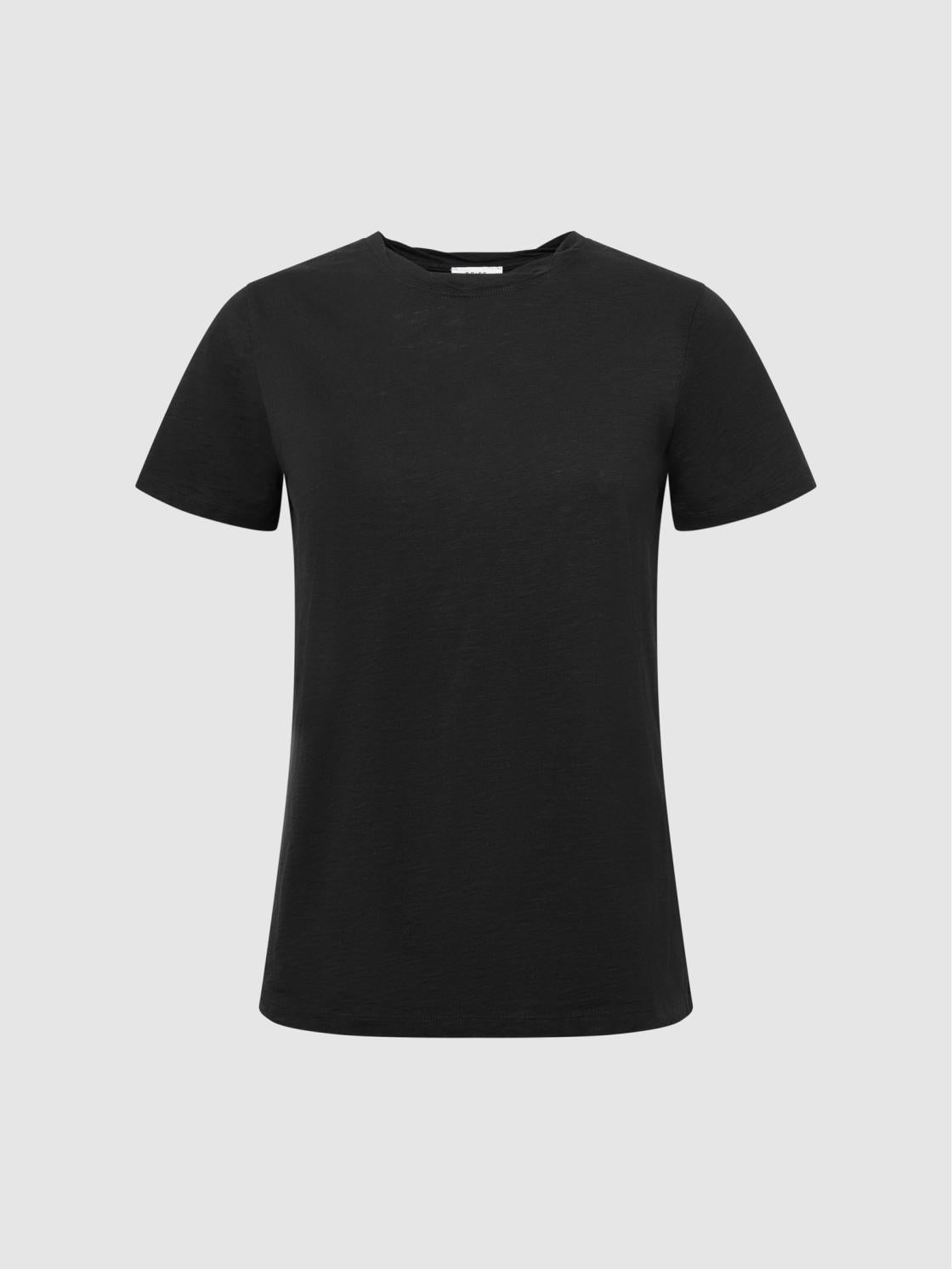 Reiss Tops | Joey Slub Cotton T-Shirt Black - Women