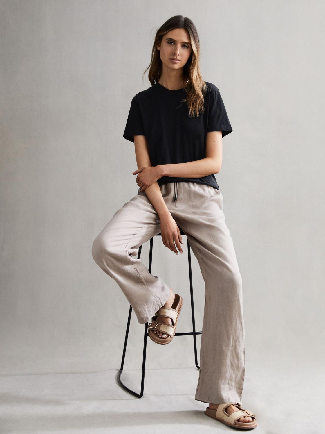 Reiss Tops | Joey Slub Cotton T-Shirt Black - Women