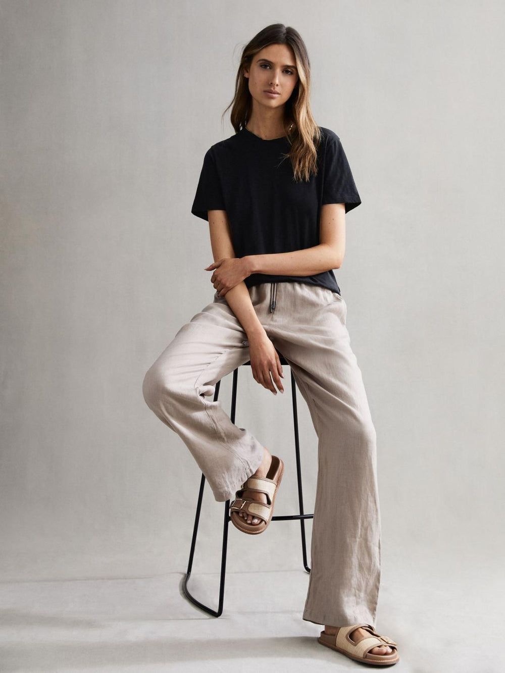 Reiss Tops | Joey Slub Cotton T-Shirt Black - Women