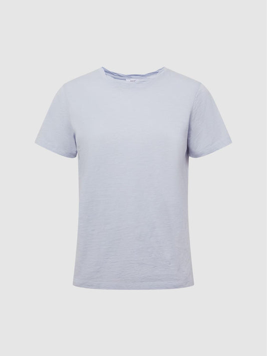 Reiss Tops | Joey Slub Cotton T-Shirt Blue - Women
