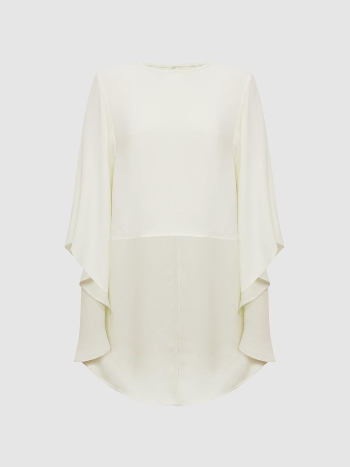 Reiss Tops | Liana Cape Crew Neck Blouse Ivory - Women