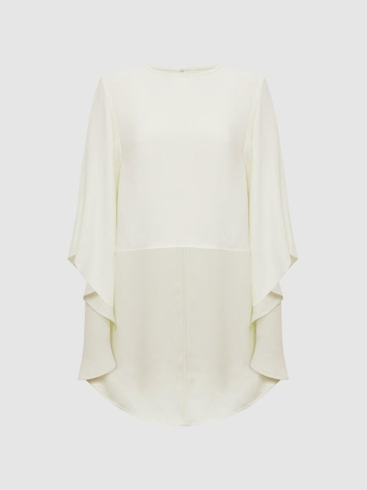Reiss Tops | Liana Cape Crew Neck Blouse Ivory - Women