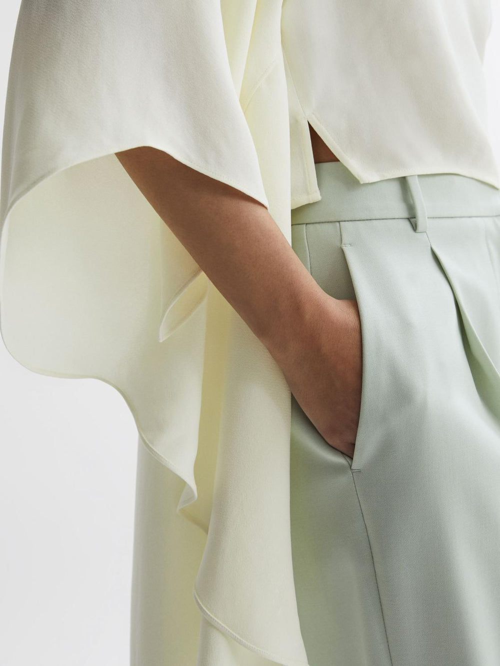 Reiss Tops | Liana Cape Crew Neck Blouse Ivory - Women