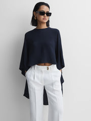 Reiss Tops | Liana Cape Crew Neck Blouse Ivory - Women