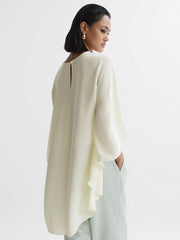 Reiss Tops | Liana Cape Crew Neck Blouse Ivory - Women