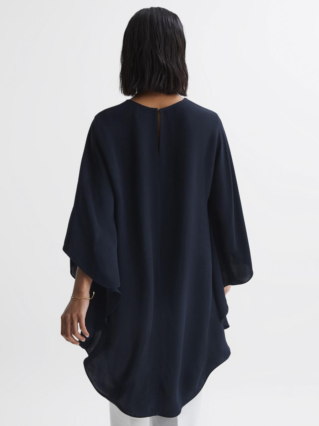 Reiss Tops | Liana Cape Crew Neck Blouse Ivory - Women