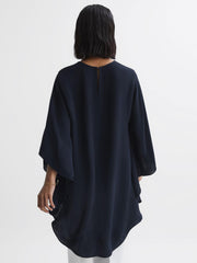 Reiss Tops | Liana Cape Crew Neck Blouse Ivory - Women