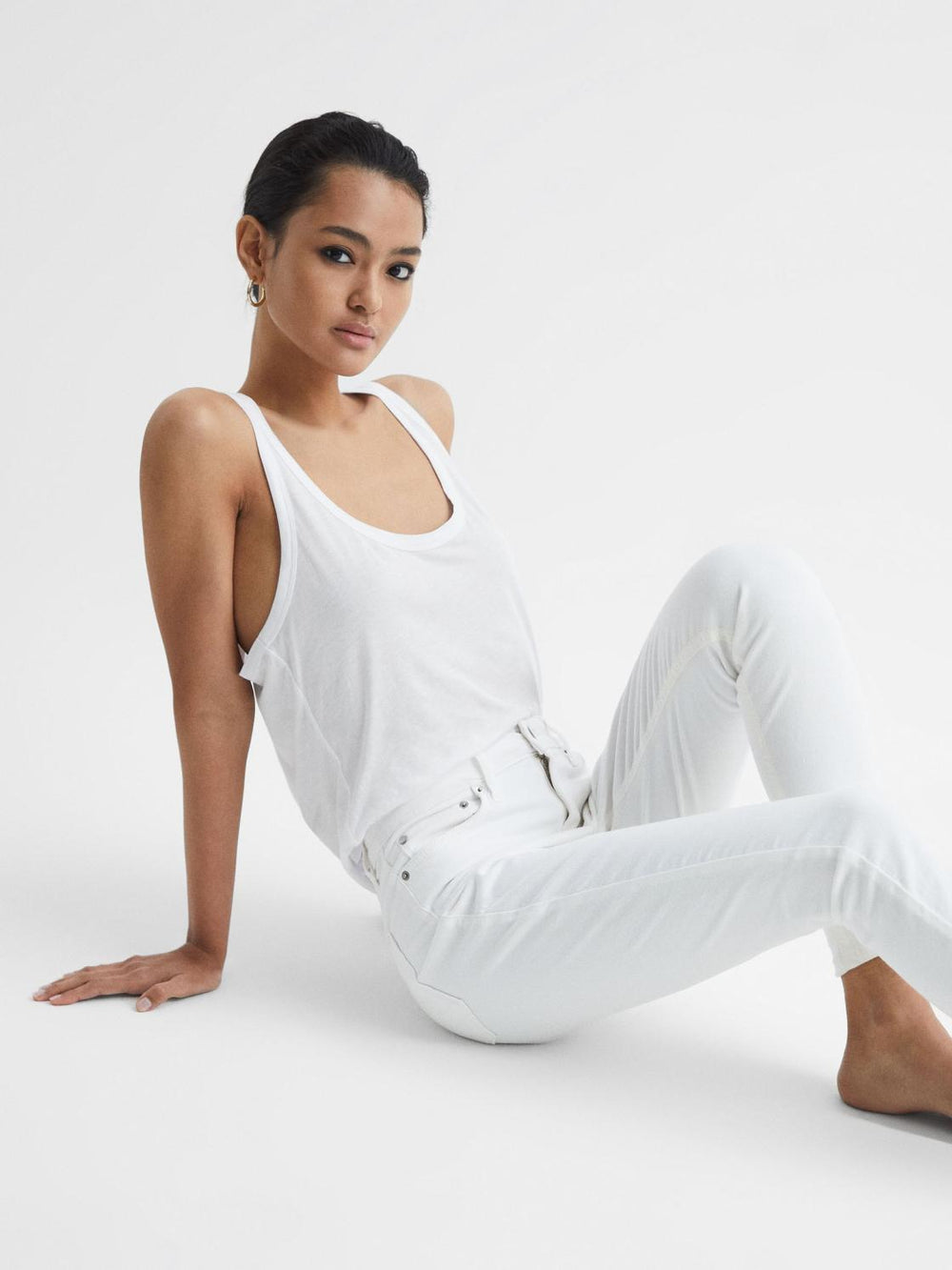 Reiss Tops | Lilly Racer Back Pima Cotton Vest White - Women